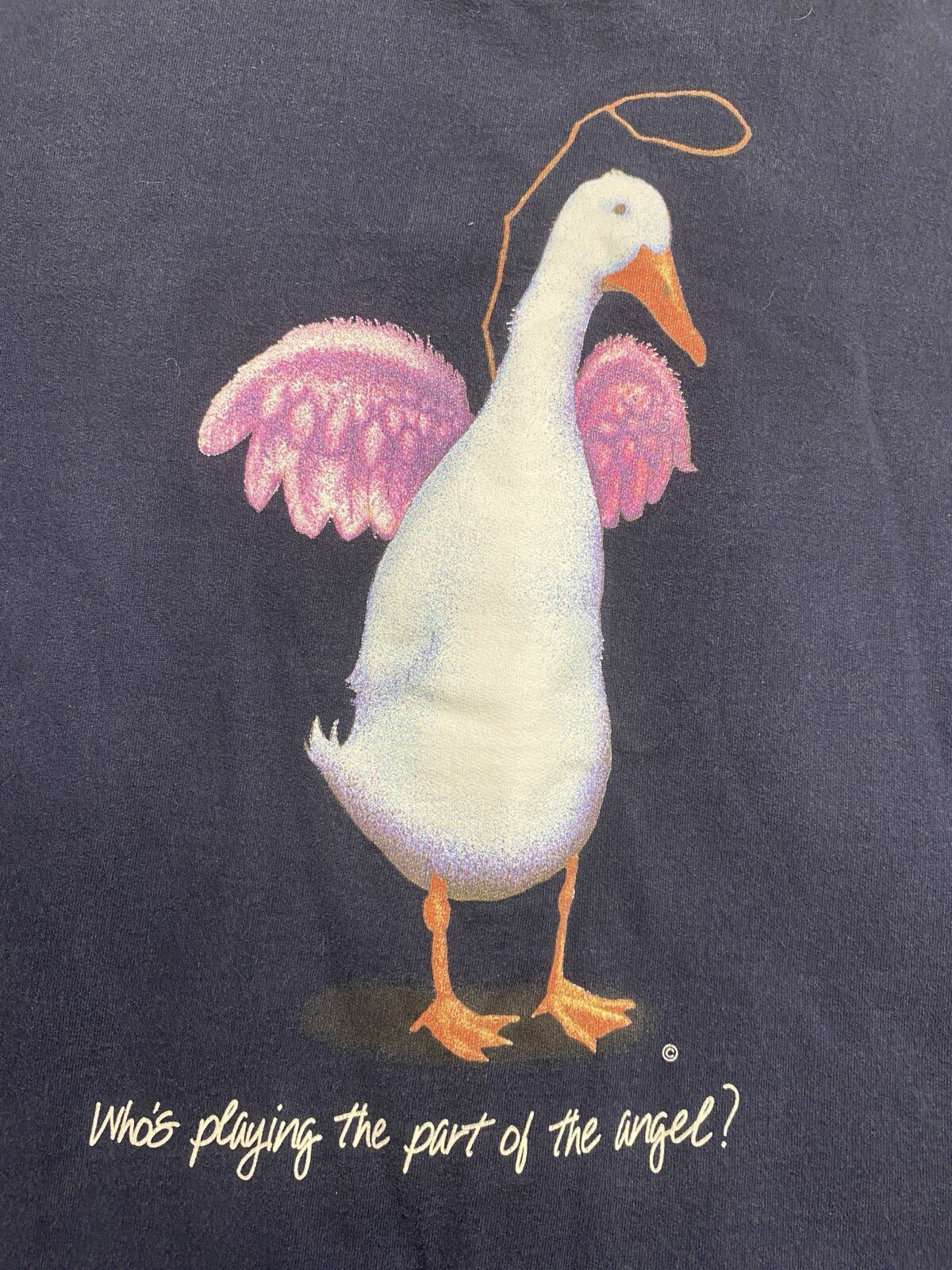 Vintage Pullover Sweatshirt Heavyweight Unisex Large Goose Angel Silly RARE READ image 3
