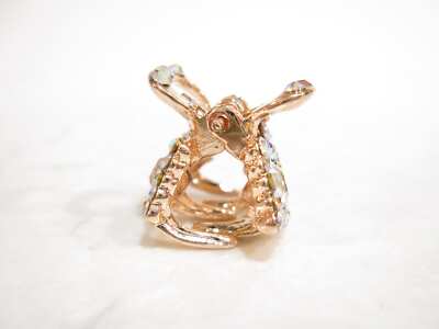 Small mini rose gold bow shaped hair claw clip with crystals  display picture 3