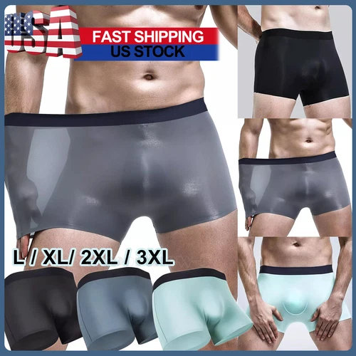 3packs Lot Men Ice-Silk Underwear Boxer Briefs Trunks Sport Shorts Breathable - Picture 1 of 38