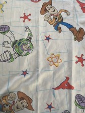 Vintage Twin Bed Flat Sheet WOODY BUZZ LIGHT YEAR Disney Pixar TOY STORY