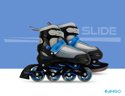 Kinder Inliner Skates 2in1 Schlittschuhe Größe 30-33 Inline Rollschuhe Blau