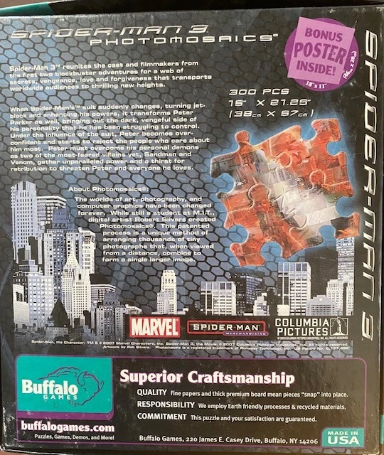 Superman 3-Spidey COMP RARO Fotomosaicos 300 lg Puzzle Edificios Altos Foto 2 de 2