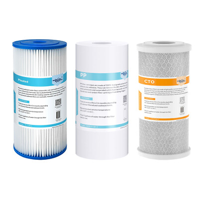 10 Inch Clear Big Blue Whole House Water Filter Housing System 4.5x10'' Cartridge
