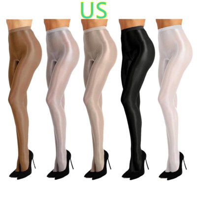 Women's 70D Stockings Control Top Ultra Shimmery Plus Footed Pantyhose Dance