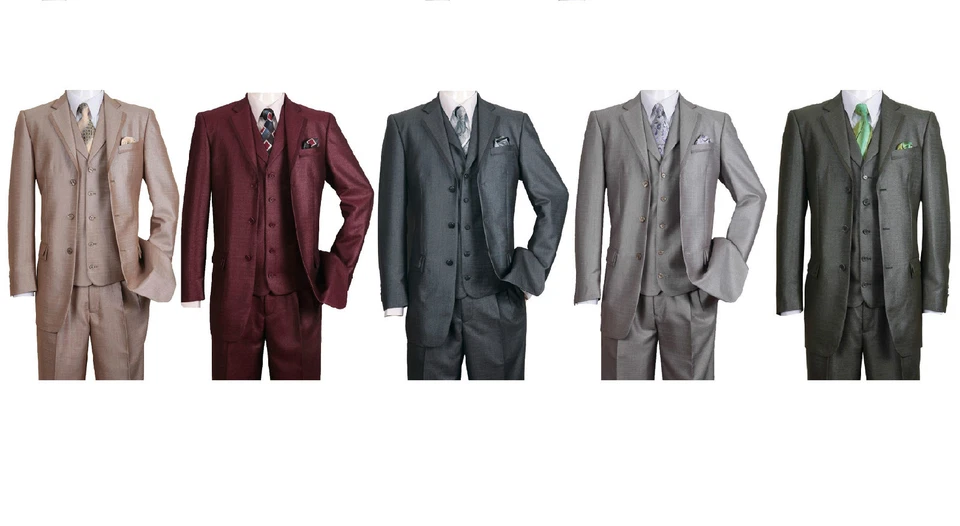 Men's Fashion Suit Lapel Trim Design With Vest and pants 3 Button 5 Colors 5909V - Image 4 of 4