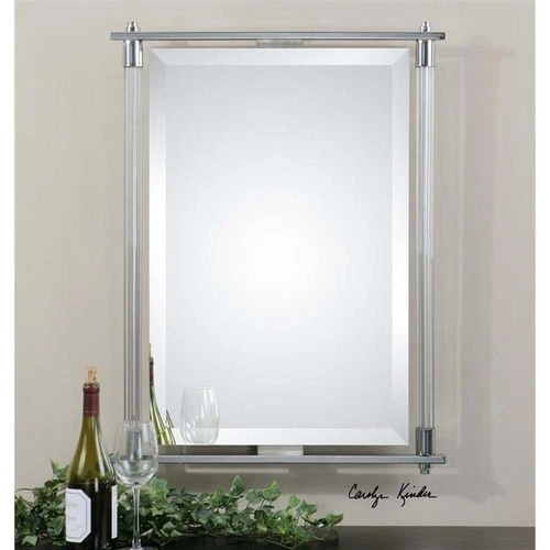 Uttermost Adara Contemporary Metal Glass and MDF Wood Vanity Mirror in Chrome - Picture 1 of 3