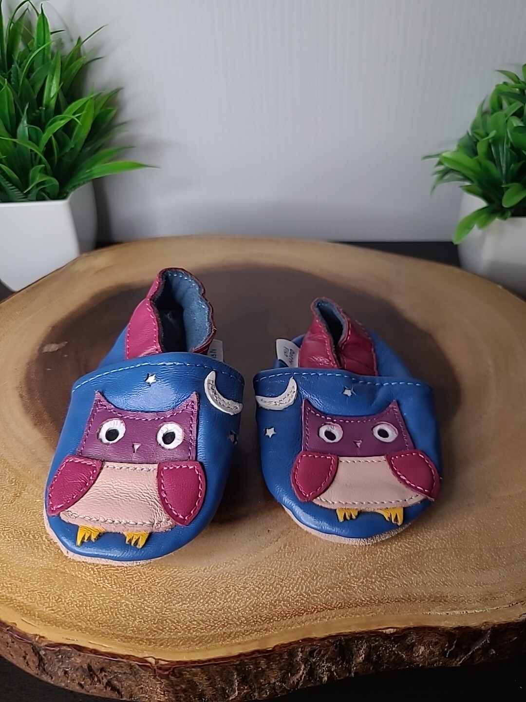 SAOLA Scarpe da bambino Blue Owl Dotty Fish suola morbida in pelle neonato bambina ragazzo 0 6 mesi P101