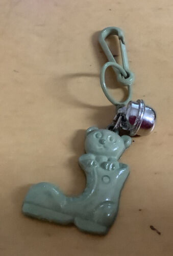 Vintage 1980&#039;s Bear In Shoe Clip On Charm with Bell ~ For Charm Necklace