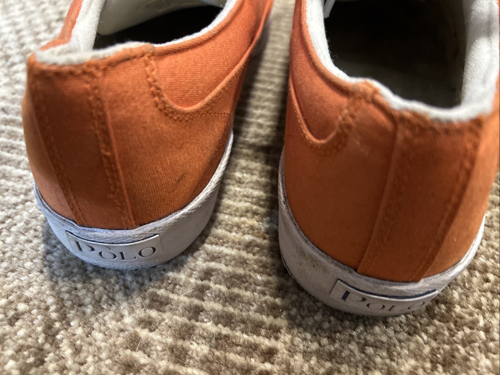 Polo Ralph Lauren sneaker in tela da uomo taglia 8 scarpe stringate pony arancione