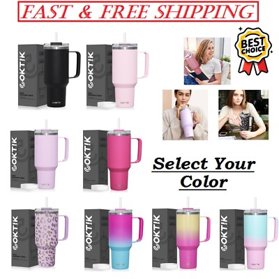 New - COKTIK 40 oz Tumbler With Handle and Straw Lid, ( Select Your Color )