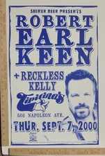 Robert Earl Keen Reckless Kelly Concert Poster Tipitina's New Orleans 2000