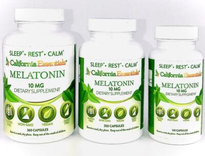 Melatonin 10mg Capsules   Natural Sleep Support, Non-GMO, Fast Acting, Free Ship