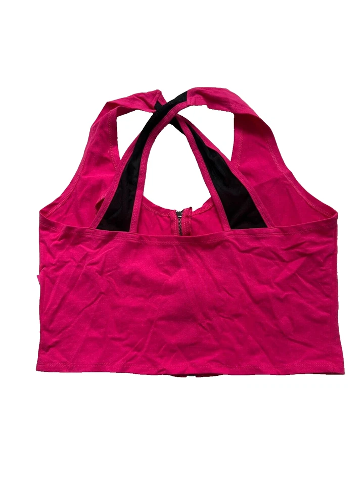 Материал девочка активный женщин фуксия фиолетовый молнии спереди крест-накрест спортивный бюстгальтер Sz XL - Изображение 4 из 4
