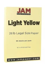 JAM Paper Legal Matte 28lb Paper 8.5 x 14 Light Yellow 50 Sheets/Pack (16729336)