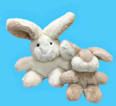 VTG Gund Heather Rabbit Plush Lot of 2 Floppy Ears Bunnies 9 and 7 Inch 1980s