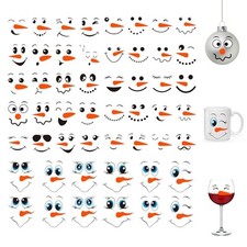 52PCS Snowman Face Stickers for Crafts   Snowman Face Decals for Ornaments