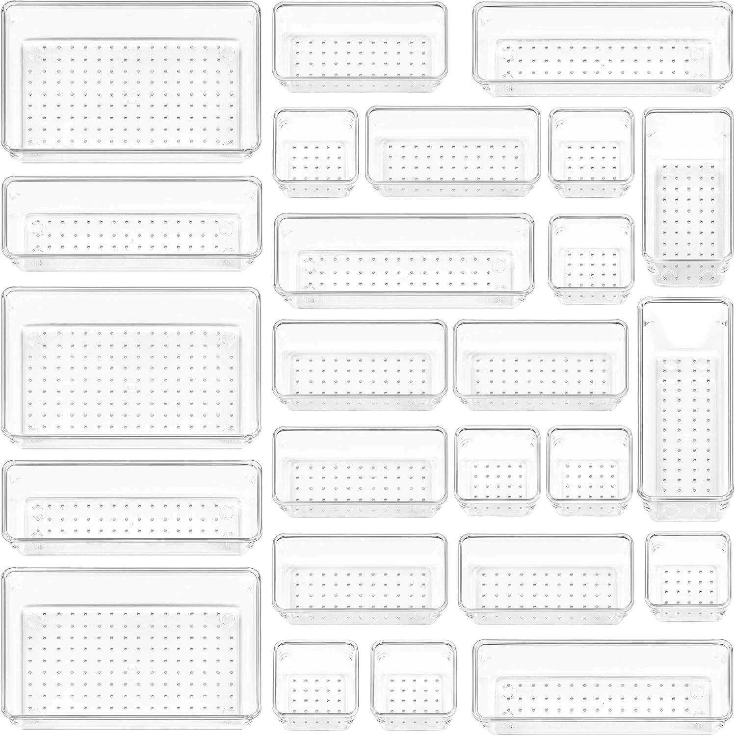 Vtopmart 25 Pack Drawer Organiser, 4Size Makeup Organizer Trays for Vanity, B...
