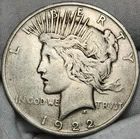 1922 D Peace US Silver Dollar - 90% Silver US Coin, P-2240D