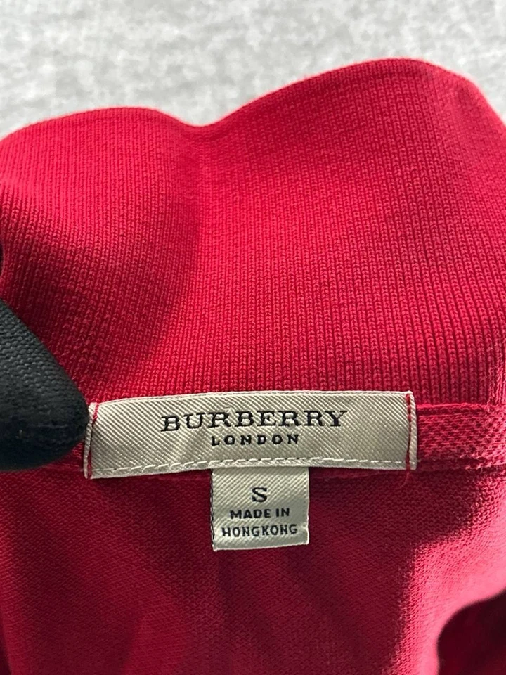 Camisa polo Burberry London para mujer pequeña roja de algodón golf Foto 3 de 4