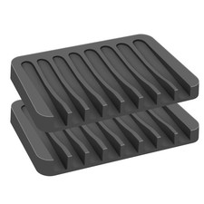 2PCS Grey Self Draining Silicone Soap Dish Easy Clean Extend Soap Life