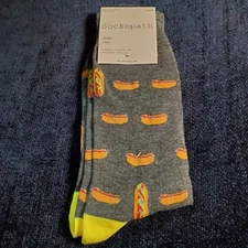 New Sockopath Crew Socks Hot Dogs Shoe Sz 6-12 Moisture Wicking Stretch Crews
