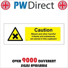 SIGN Caution Bleach And Harmful Irritants Cleaning Warehouse Factory Burn WS670F