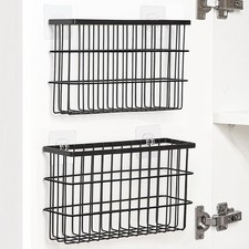 Sinnsally 2 Pack Cabinet Door Organizer Self Adhesive Storage Basket