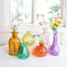 Eleganttime Bud Vases for Flowers,Glass Colored Bud Vase in Bulk Set of 10,Small