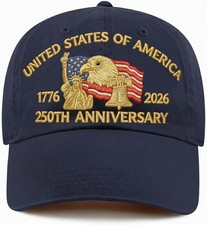 Embroidered United States 250th Anniversary Hat - 250 Years USA Trucker Hat for
