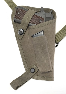 #ad US WW2 M3 OD Canvas Colt 1911 .45 Tanker Shoulder Holster with Magazine Pouch $39.99