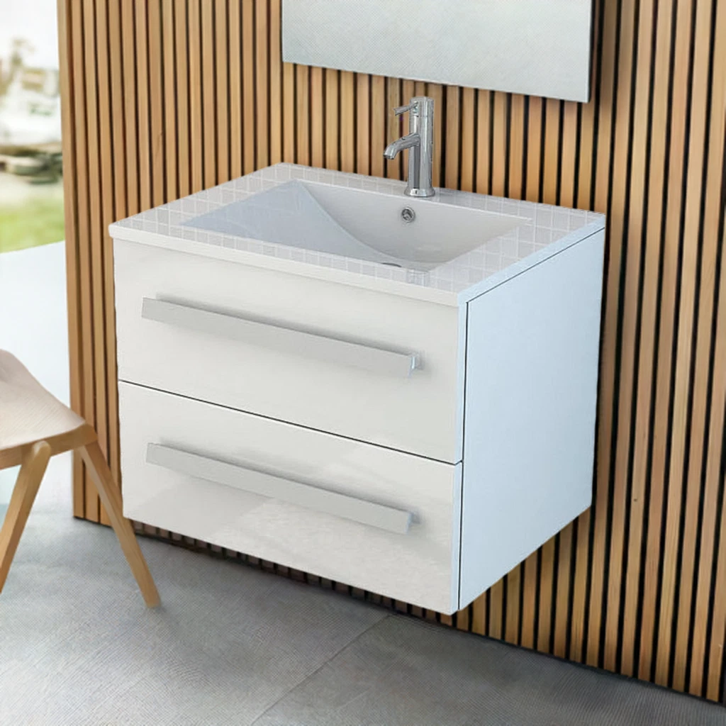 Badezimmermöbel Hochglanz Waschbecken Waschtisch Badezimmer Badmöbel Set 60 cm
