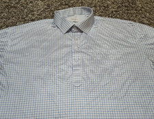 Collars Co Polo Shirt Mens XL White Blue Check Plaid Short Sleeve Pullover
