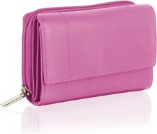 Womens Leather Purse Ladies Genuine Leather Zip Wallet RFID Card Coin Holder