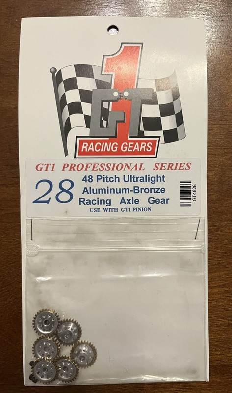 GT1 - 28 Tooth - 48 pitch - 1/8 Axle Drilled Spur Gear 1/24 Slot Car (6 Gears)