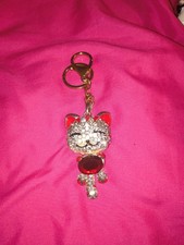 3D RHINESTONE KITTY KEYCHAIN A 