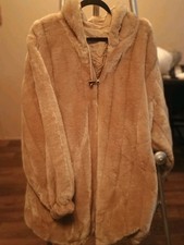 Brown Reversible Teddy Bear Faux Fur & Canvas Anorak Coat 1X