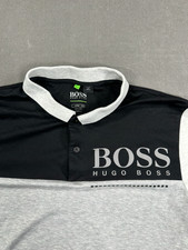 HUGO BOSS Mens Athleisure PL-Tech polo shirt grey and black XL Slim Fit