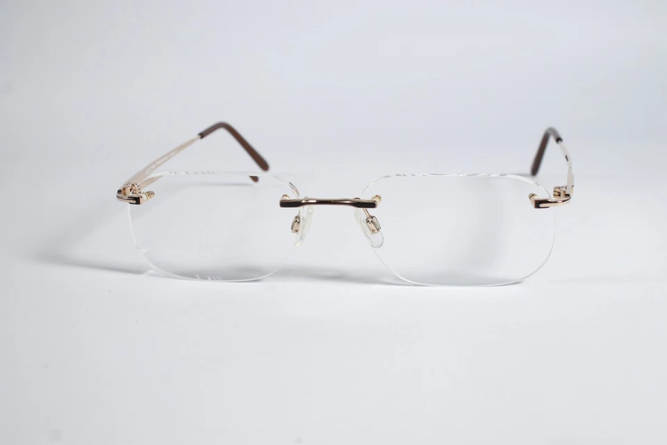 Jaeger Eyeglasses 245 Mens Gold C10 Rimless Titanium Eyewear Glasses Frames - Image 2 of 4