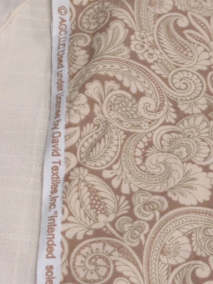 "Tela de acolchado de algodón marrón tostado cachemira David textiles 3 yardas x 44""" Foto 4 de 4