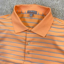 Peter Millar Summer Comfort Polo Shirt Mens XL Orange Blue Striped Golf Top