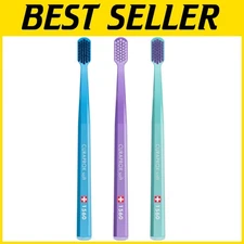 Compact Angled Head Toothbrush for Gentle Cleaning - 3 Pack