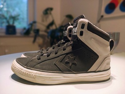 Converse Cons Star Player Plus Tonal Leather - Black/Lucky Stone grey/White High