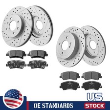 For 2012-2017 Hyundai Accent Kia Rio Front Rear Disc Rotors Ceramic Brake Pads