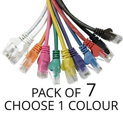 12cm 7er Pack Netzwerkkabel CAT5e Hi-Speed Ethernet Patch LAN RJ45 VIELE Farben