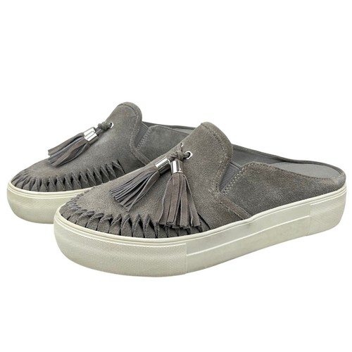 J/Slides Andie Gray Suede Tassel Slip On Sneaker Mules (Sz 5.5)