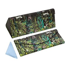 Foldable Glasses Case, Magnetic PU Leahter Sunglasses Black Flowering Shrubs