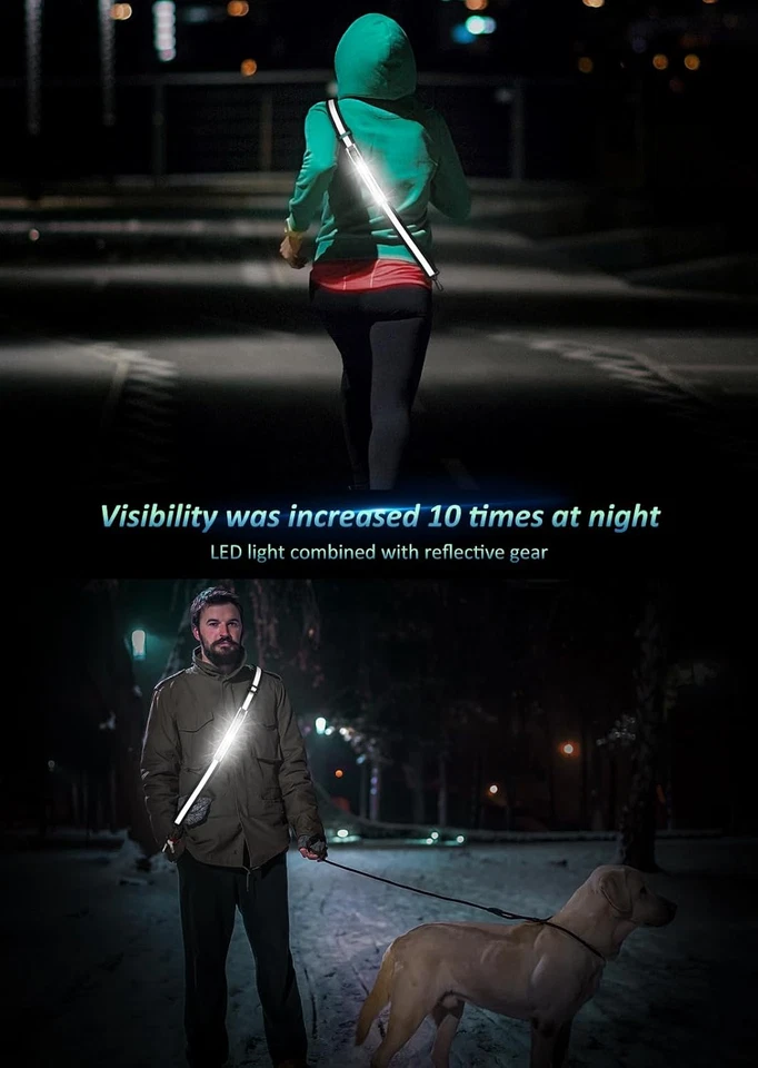 LED Reflective Belt Sash Walking Gear,Safety Lights for Walkers at Night,High Vi - Image 3 of 4