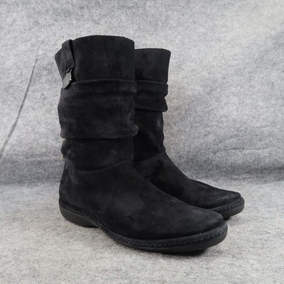 Stuart Weitzman Shoes Womens 7.5 Slouch Boot Short Leather Pull On Black Classic