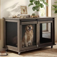47" Grey Heavy Duty Wooden XXL Dog Crate Furniture for Extra Large Dogs