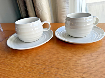 Habitat weiß Kräuselungseffekt klobige Teetasse & Untertasse einzeln verkauft